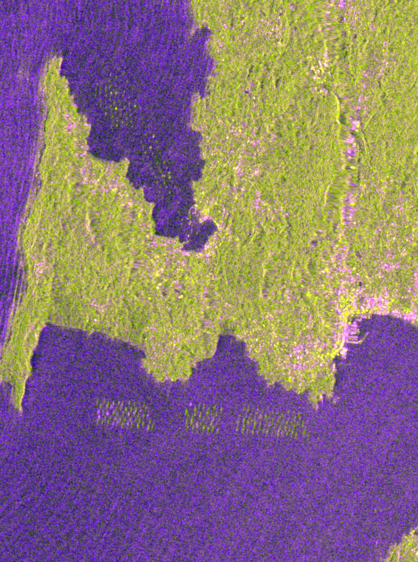 Choppy sea fake-color composite RGB